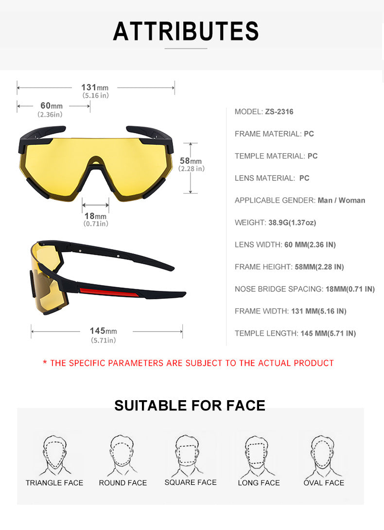 New Cycling Goggles for Women, UV Protection, One-Piece Large Frame Sunglasses, Outdoor Sports Colorful Integrated Sunglasses - 图片 24