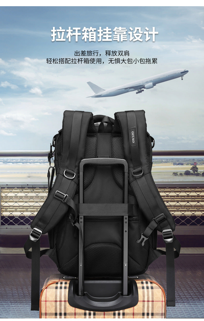 OZUKO Business Backpack Men's Commuting Large Capacity Computer Bag Travel Backpack High-end Waterproof School Bag - 图片 15