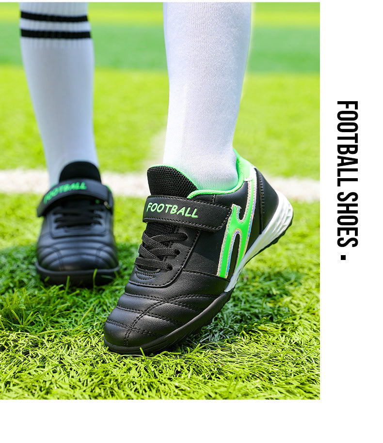 New football shoes for men and women with Velcro for children TF Broken Nail Style Youth Student Grassland Flat Training Shoes - 图片 30