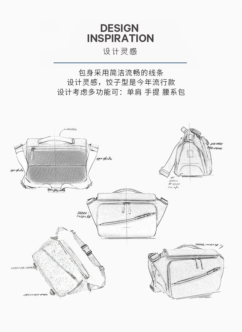 OZUKO Men's Messenger Bag Functional Trendy Brand Large Capacity Sports Waterproof Crossbody Shoulder Commuting Travel Small Backpack - 图片 6