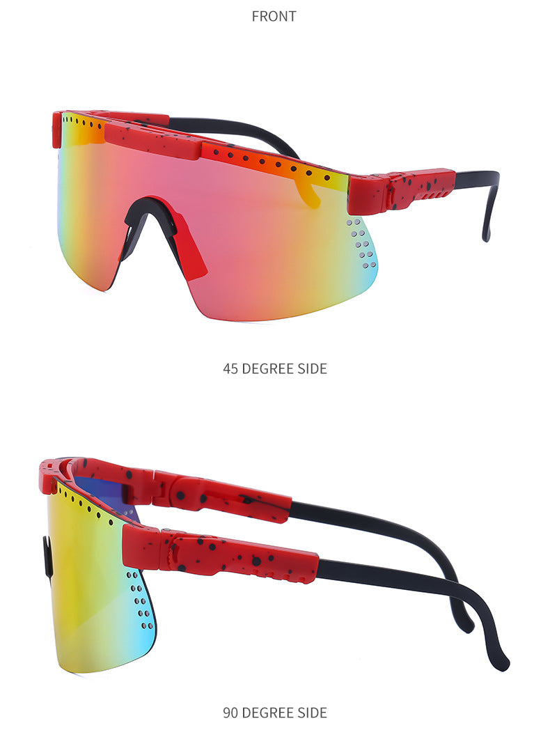 European and American Colorful Sunglasses Outdoor Cycling Windproof Sunglasses Men and Women One-piece Lens Sports Anti-ultraviolet Glasses - 图片 24