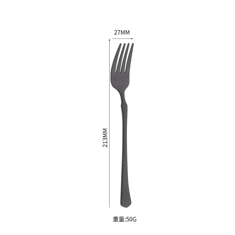 410Stainless Steel Tableware Hotel Restaurant Hammered Knife Fork Spoon24Set of High-End Western Cuisine Embossed Steak Knives and Forks - 图片 15