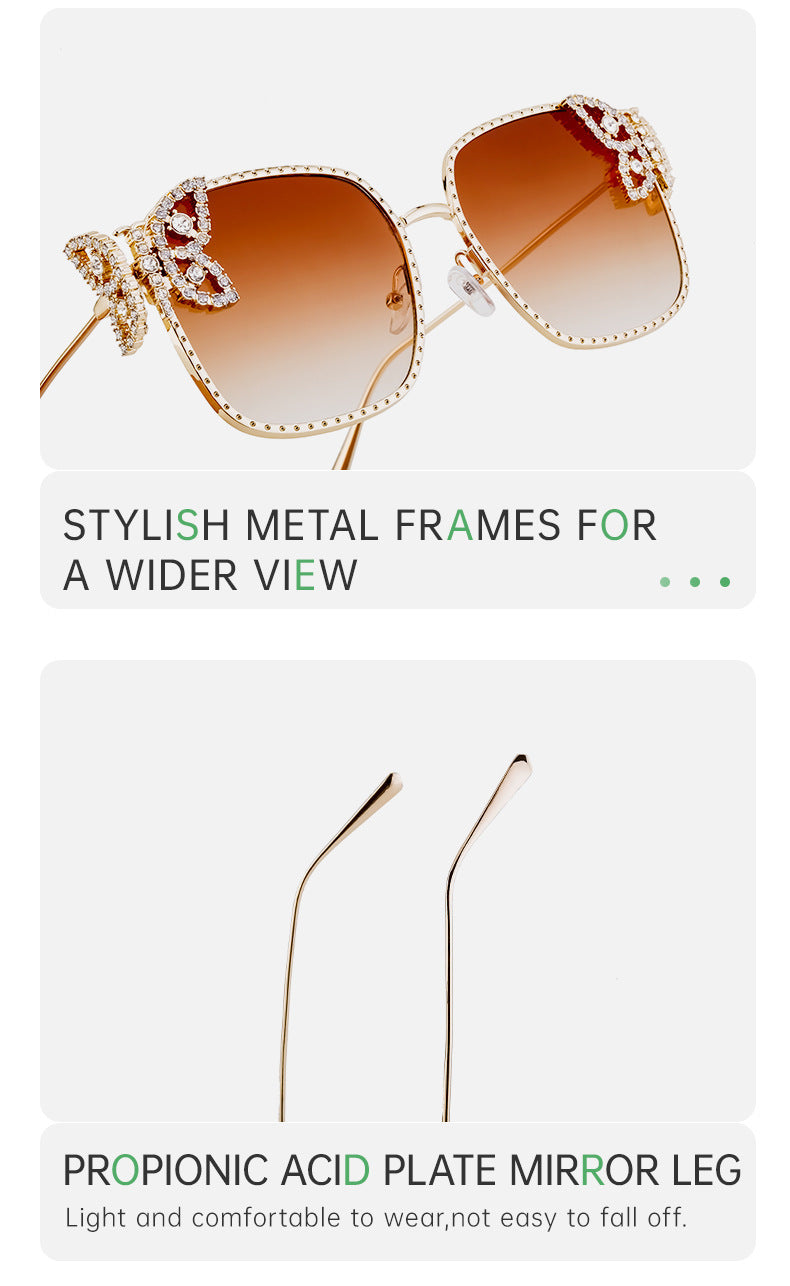 European and American Fashion Personality Butterfly Diamond Sunglasses for Women Metal Frame Sunglasses Women's Sun Protection Glasses shades - 图片 12