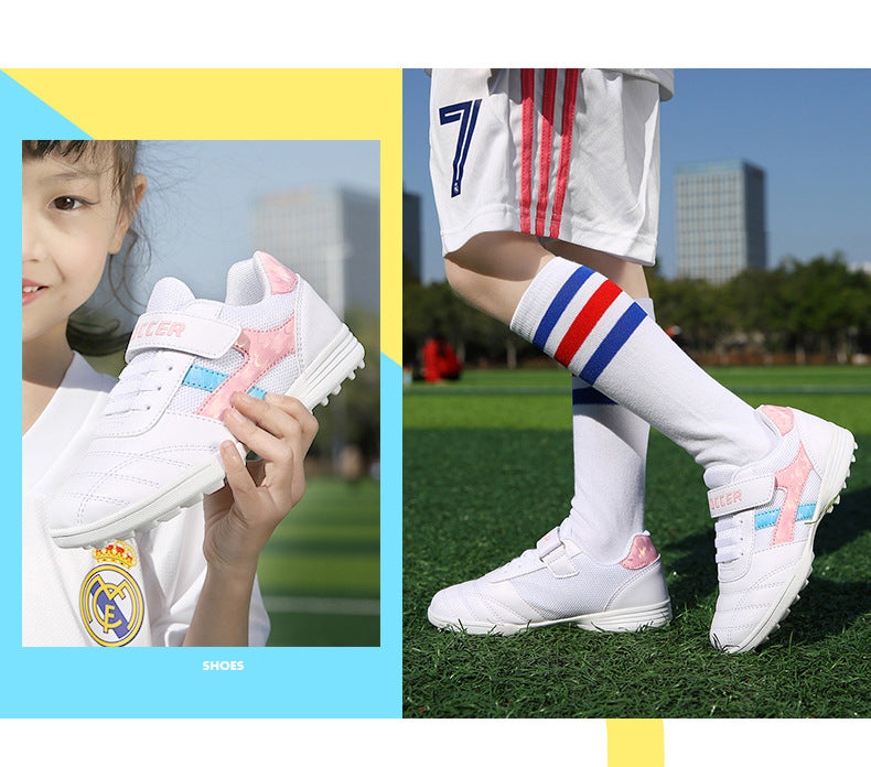 New football shoes for men and women with Velcro for children TF Broken Nail Style Youth Student Grassland Flat Training Shoes - 图片 50