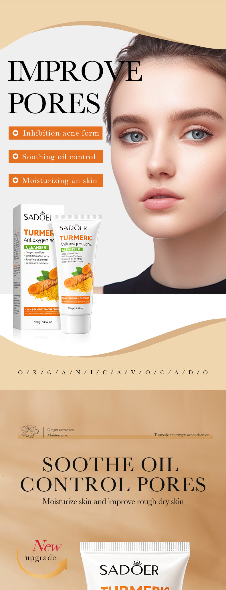 Turmeric Skincare Set SADOER Cleansing, moisturizing, hydrating five-piece set for foreign trade wholesale - 图片 13