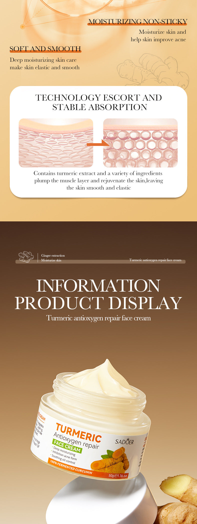 Turmeric Skincare Set SADOER Cleansing, moisturizing, hydrating five-piece set for foreign trade wholesale - 图片 49