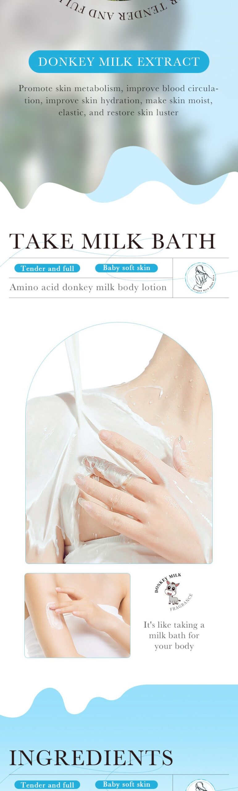 Donkey Milk Body Lotion256gZOZU Amino Acid Moisturizing Refreshing Body Lotion Cross-Border Wholesale - 图片 9