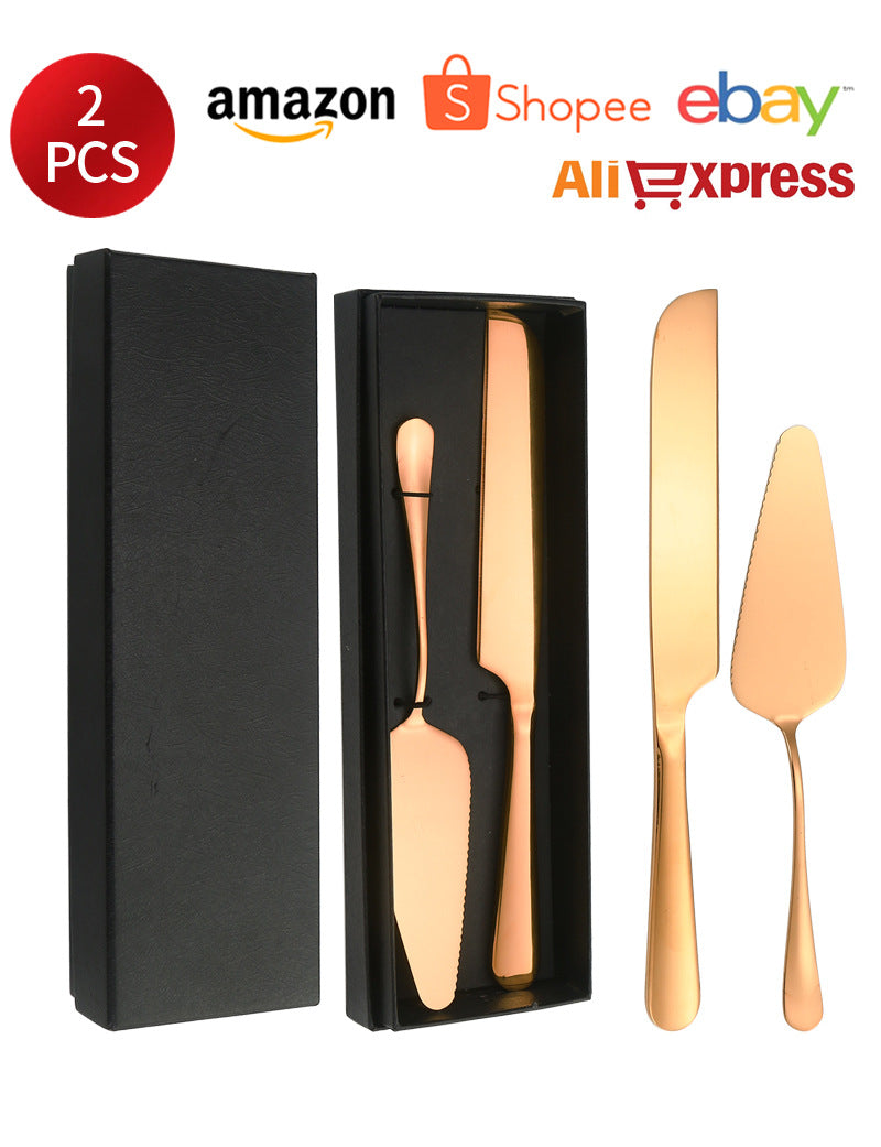 Stainless Steel Cake Knife and Spatula Set for Home Use gold Bread Knife and Spatula Restaurant Pizza Dessert Spatula Baking Utensils - 图片 24