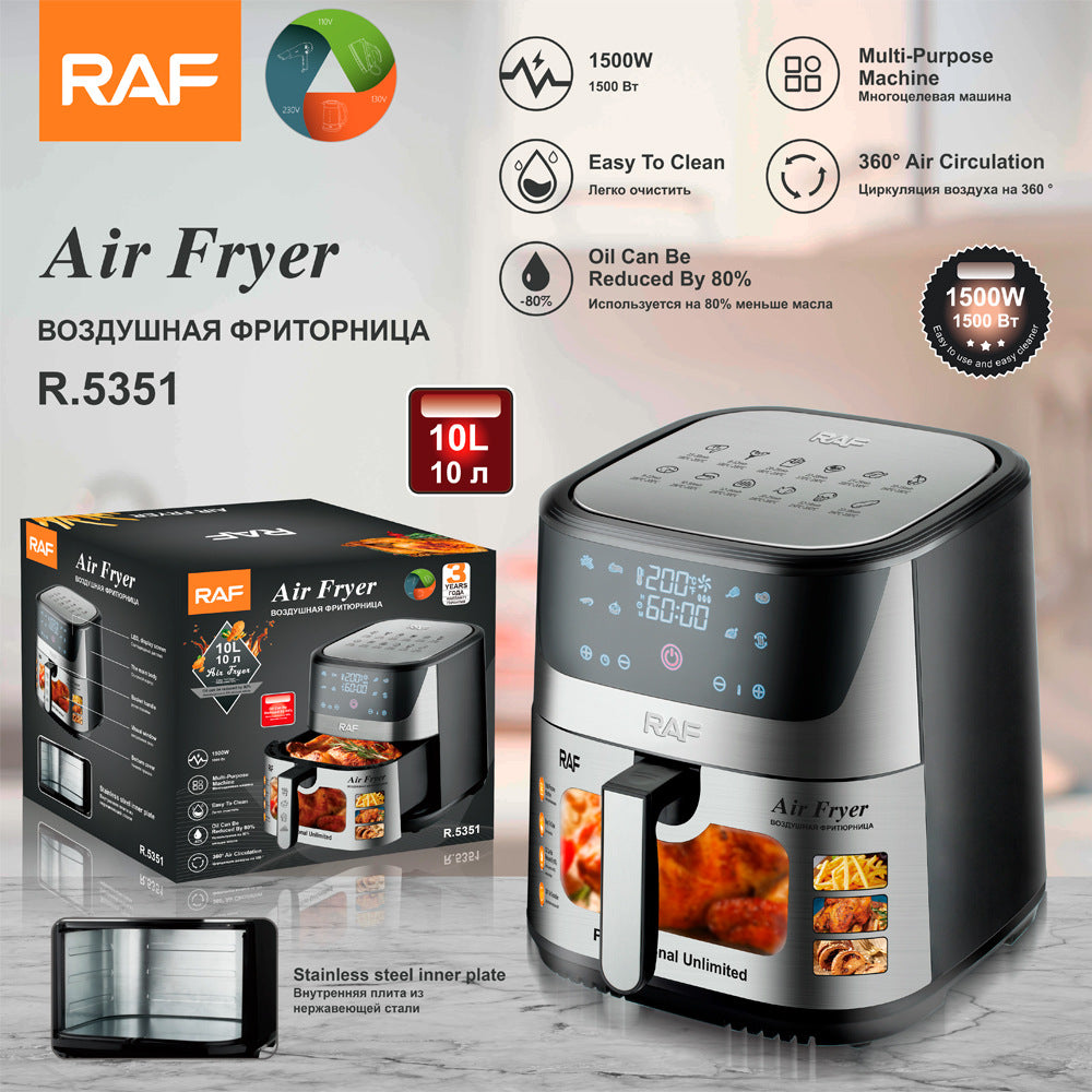 RAF European Standard Large Capacity Air Fryer8L Multifunctional Household Electric Deep Fryer with Visual Intelligent Touchscreen and Oil-Free - 图片 6