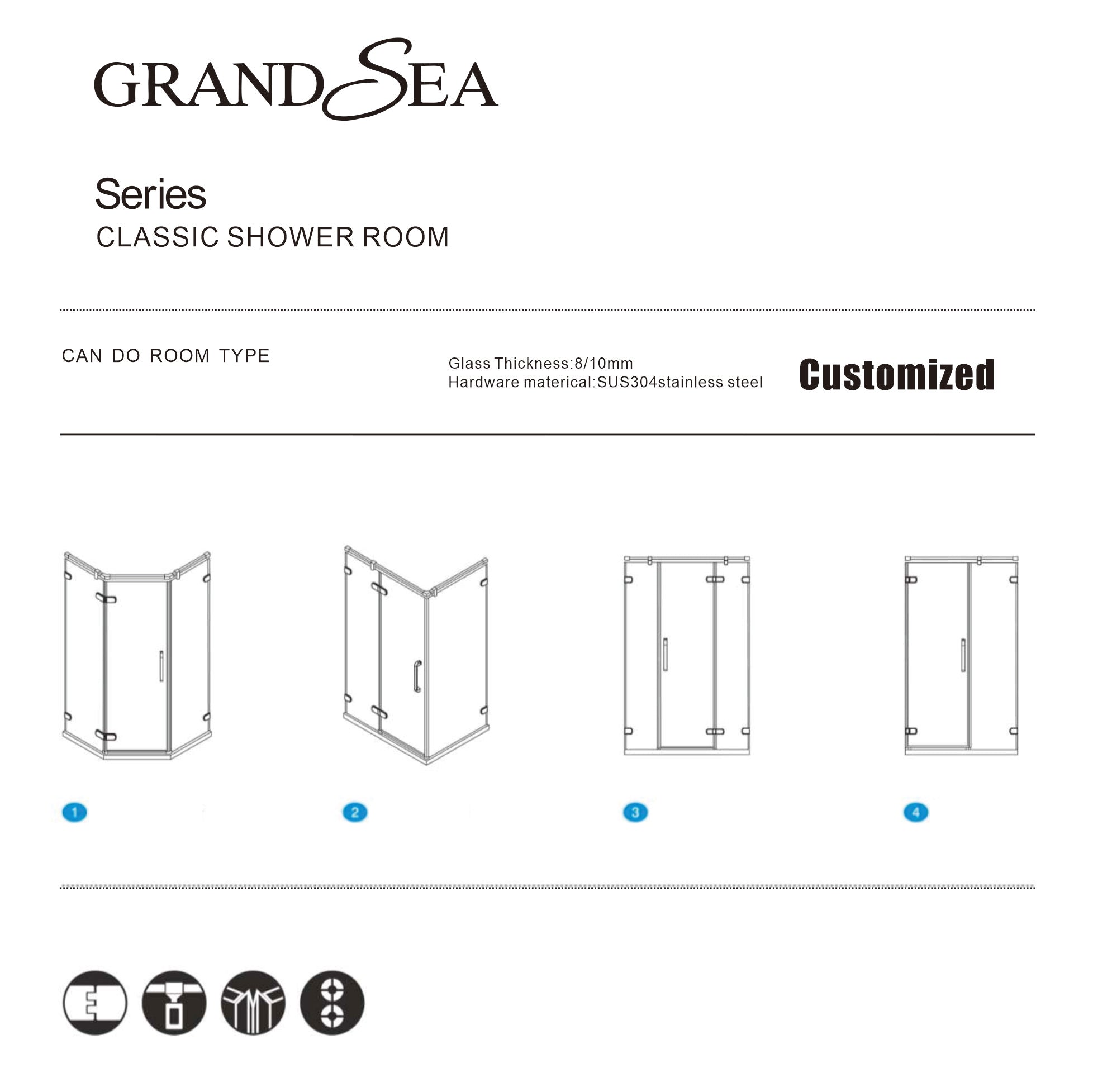 Hot Sale Entry Easy Sliding Shower Door Frameless 8mm Tempered Glass Shower Room - 图片 7