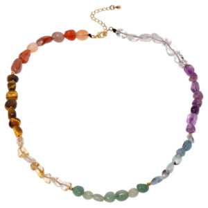 Irregular Natural Stone Freeform Beaded Necklace Agate Aquamarine Tiger Eye Extension Chain Women's Crystal Crushed Stone Necklace