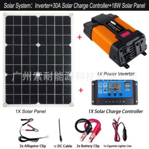 Solar Energy Kit System:Compatible with Inverter 30A Controller 18W Solar Panel Solar System