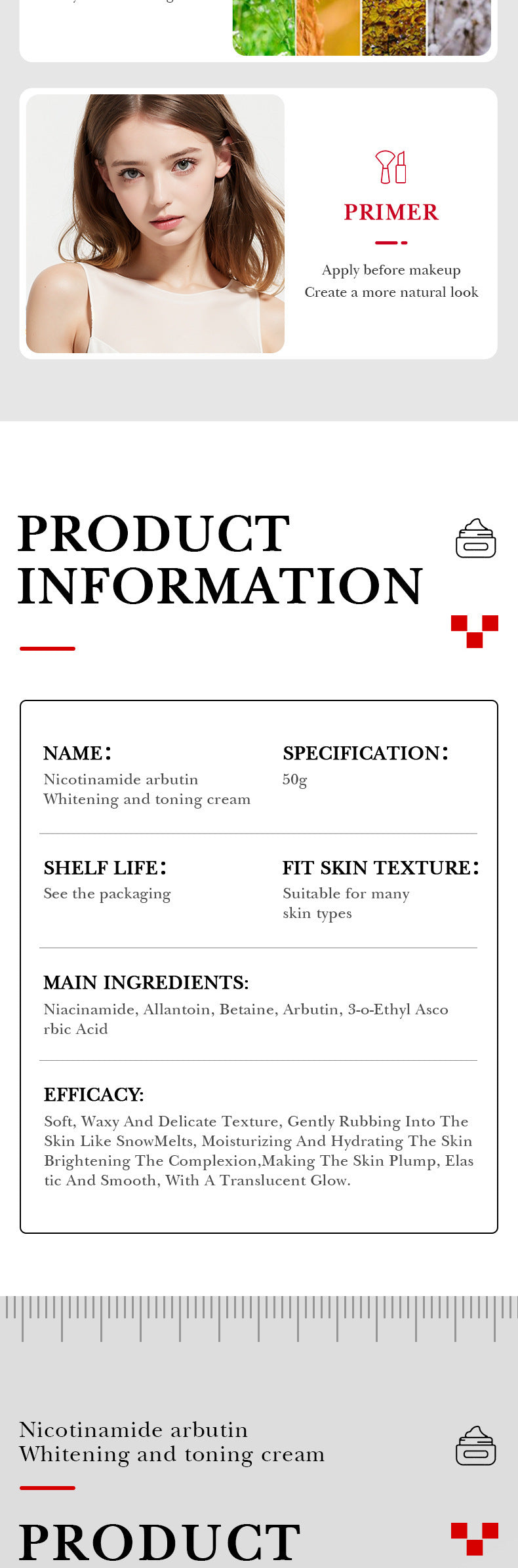 Niacinamide Arbutin Set SADOER Whitening, hydrating, and moisturizing skincare products wholesale - 图片 48