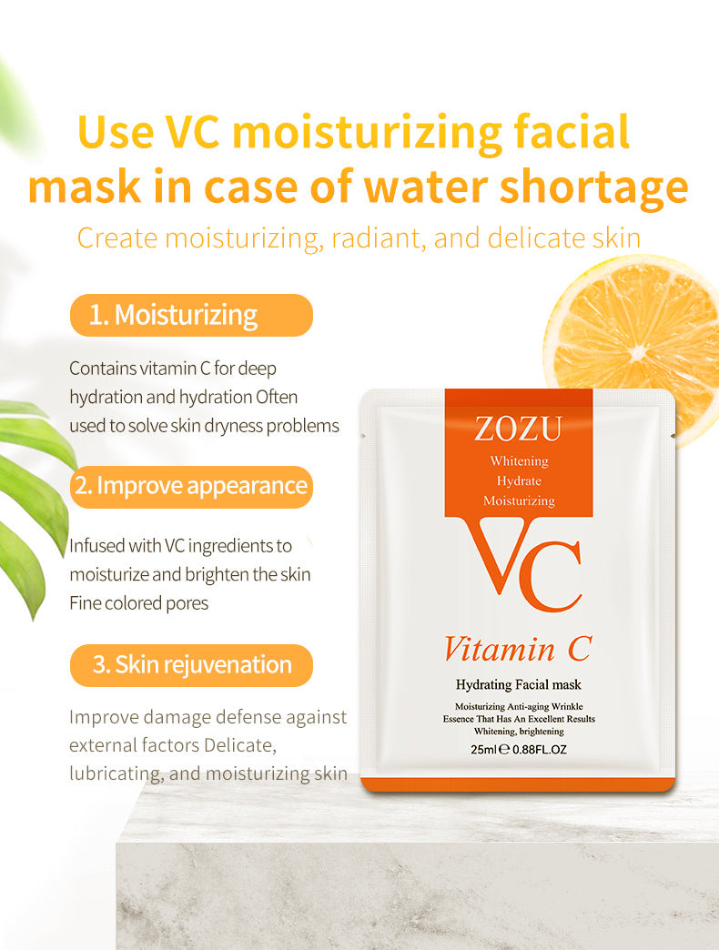 VC Facial Mask ZOZU Vitamin C Hydrating Moisturizing and Nourishing foreign trade skincare products live wholesale - 图片 10