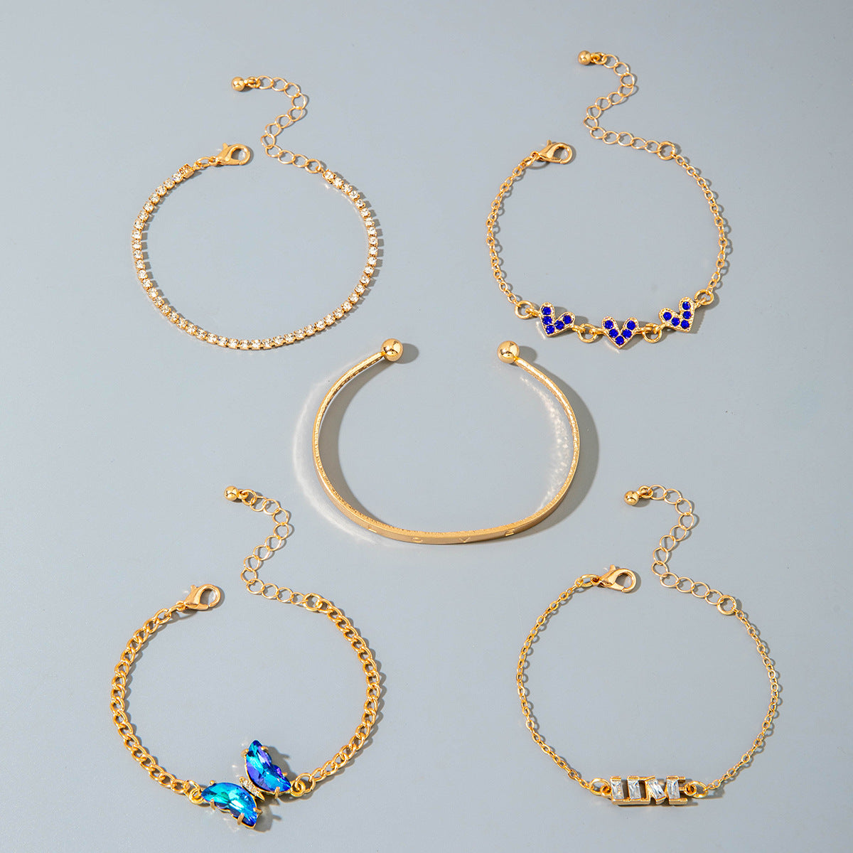 European and American Jewelry High-End Imitation Crystal Butterfly Bracelet Set Fashion Inlaid Diamond Heart Bracelet Wholesale - 图片 37