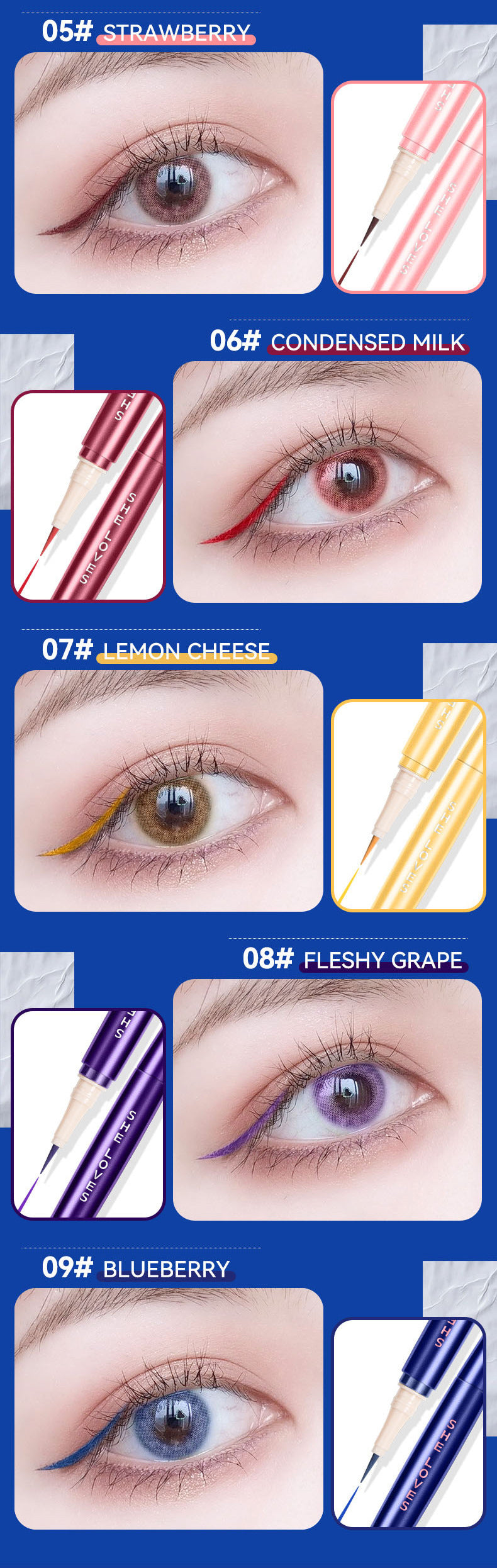 SHELOVES Eyeliner Waterproof Non-Smudge Black Brown Ultra-Fine Lower Lash Liquid Eyeliner Pen - 图片 35