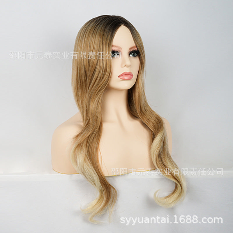Long Curly Wig Afro Wig Synthetic Hair Medium Length Middle Part Dyed European Wig for Women wigs Fluffy Side Bangs - 图片 8