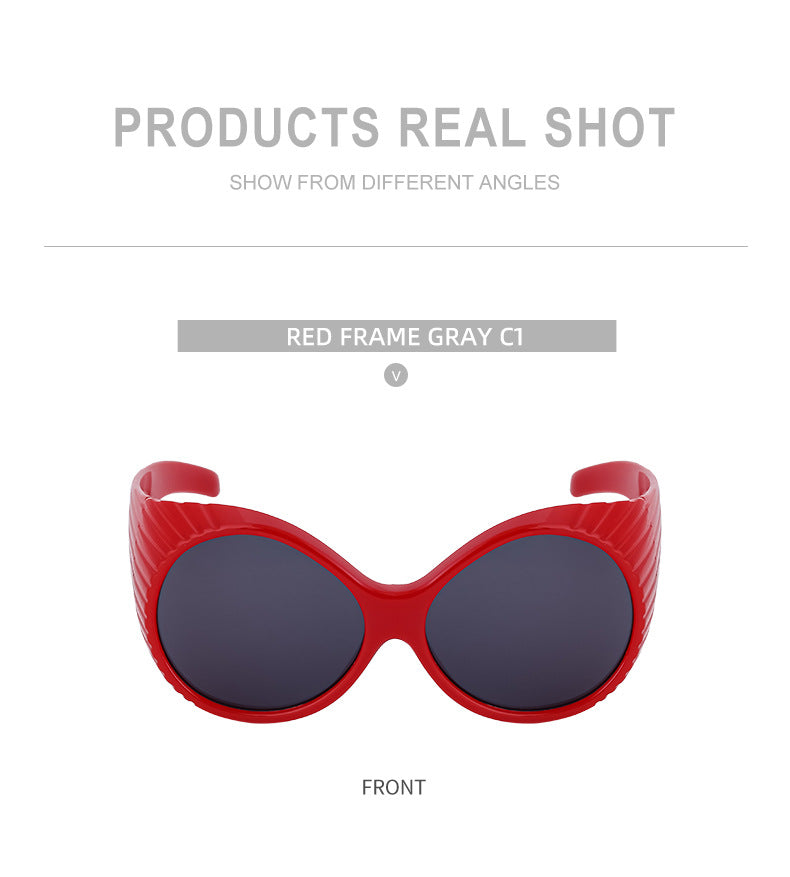 Fashion Catwalk Style Round Frame Sunglasses for Women Trendy High-end European and American Style Internet Celebrity Large Frame Sunglasses for Women Stage Performance - 图片 21