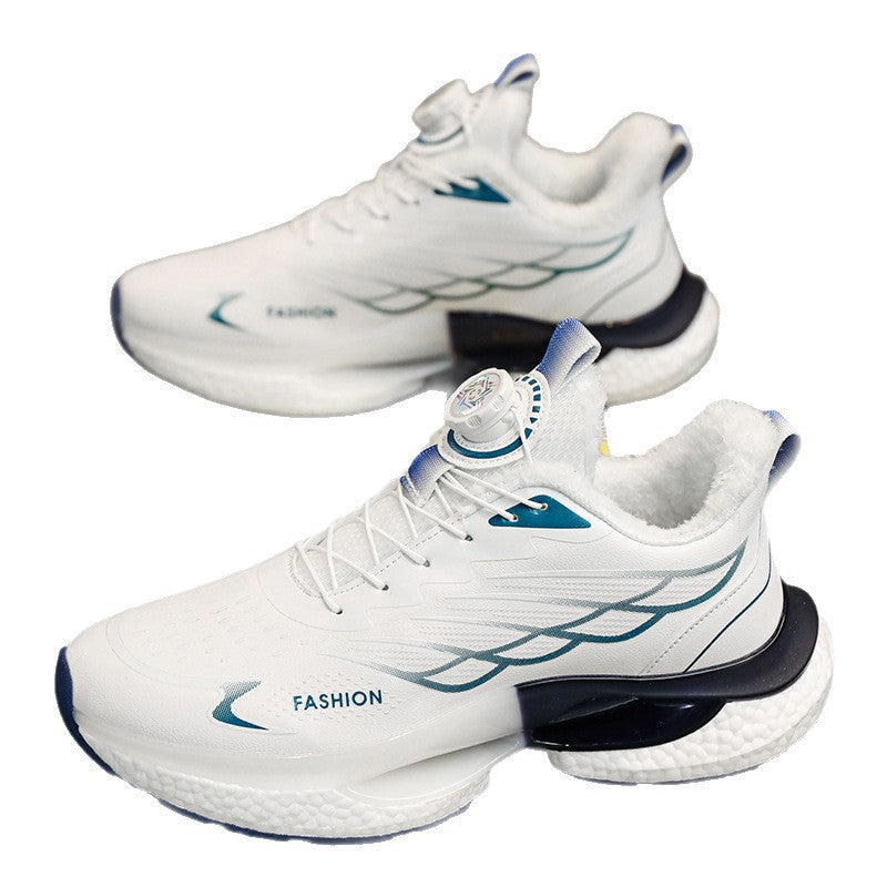 Winter Men's Shoes2025New Rotating Button Running Sports Shoes Men's Breathable Thick Bottom Popcorn Cushioning Running Shoes - 图片 5