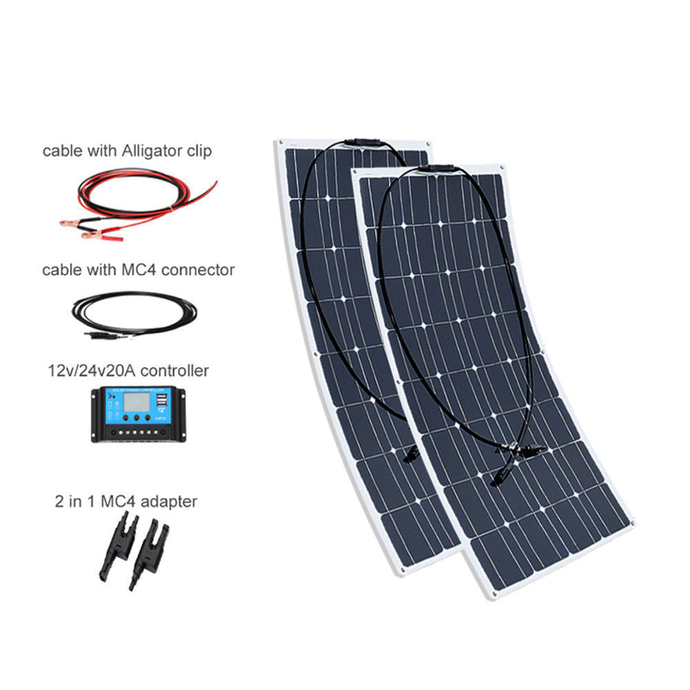 200W Complete Charging Set2*100W16V Flexible Solar Charging Panel20A Belt USB Controller - 图片 6