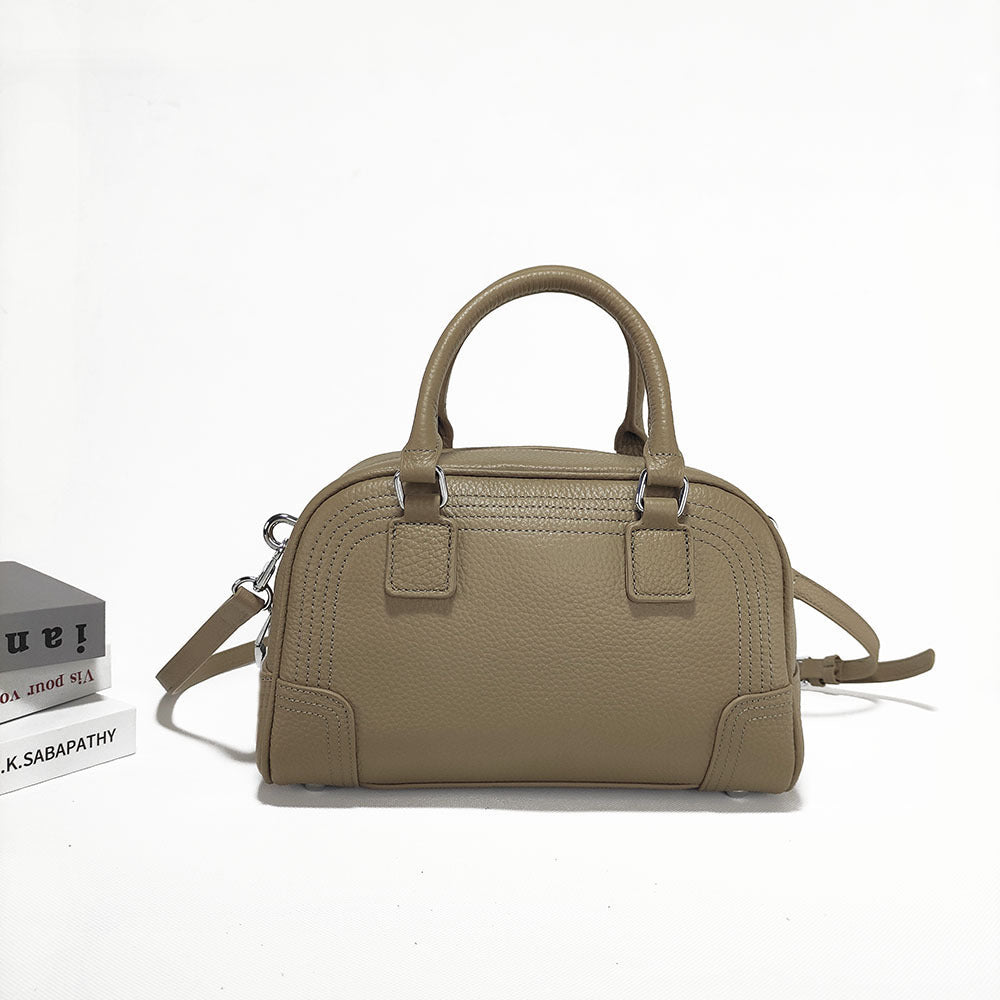 Large Capacity Genuine Leather Bag Top Layer Cowhide Women's Bag Single Shoulder Crossbody Ladies' Bag Handbag Round Bag Fashion Versatile - 图片 10