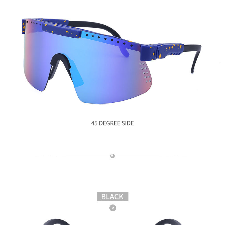 European and American Colorful Sunglasses Outdoor Cycling Windproof Sunglasses Men and Women One-piece Lens Sports Anti-ultraviolet Glasses - 图片 27