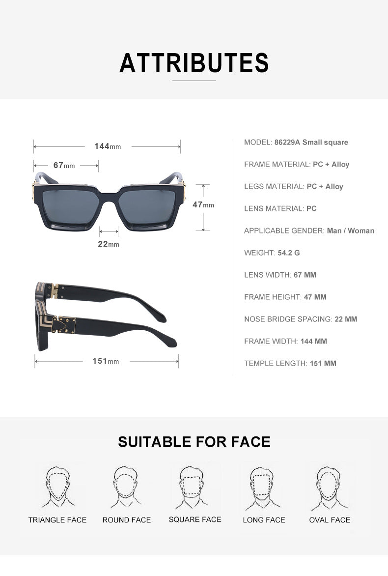 0k Billionaire Style Sunglasses Men Fashion Internet Celebrity Sunglasses Women High-end Glasses Square Frame Sunglasses - 图片 29