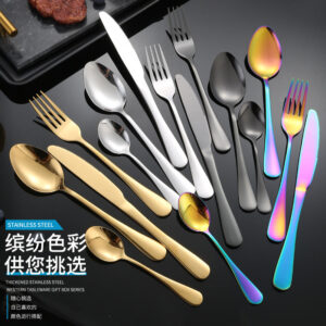 1010Stainless Steel Tableware Hotel Restaurant Knife Fork Spoon Set Western Steak Knife Fork24Set