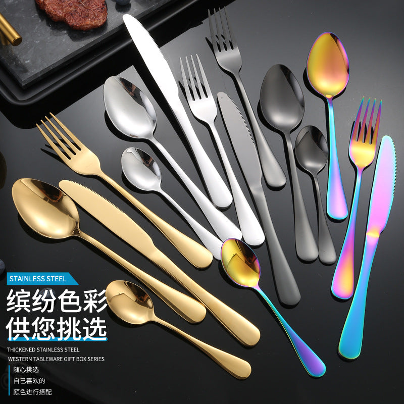 1010Stainless Steel Tableware Hotel Restaurant Knife Fork Spoon Set Western Steak Knife Fork24Set