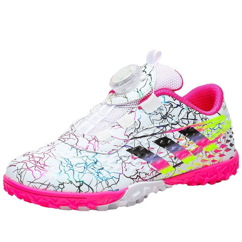 New style soccer shoes for men, women, and children with rotating buckle TF Broken Nail Style Youth Student Grassland Competition Training Shoes - 图片 5