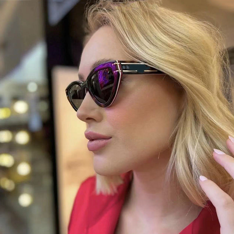 New European and American style personality cat-eye UV protection sunglasses for women ins Small Frame Sunglasses Eyewear Trendy Wholesale - 图片 8