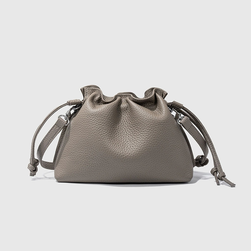 Wholesale pleated cloud bag genuine leather small handbag for women bag Bucket Bag Top Layer Cowhide Niche ins Shoulder Crossbody Bag - 图片 17