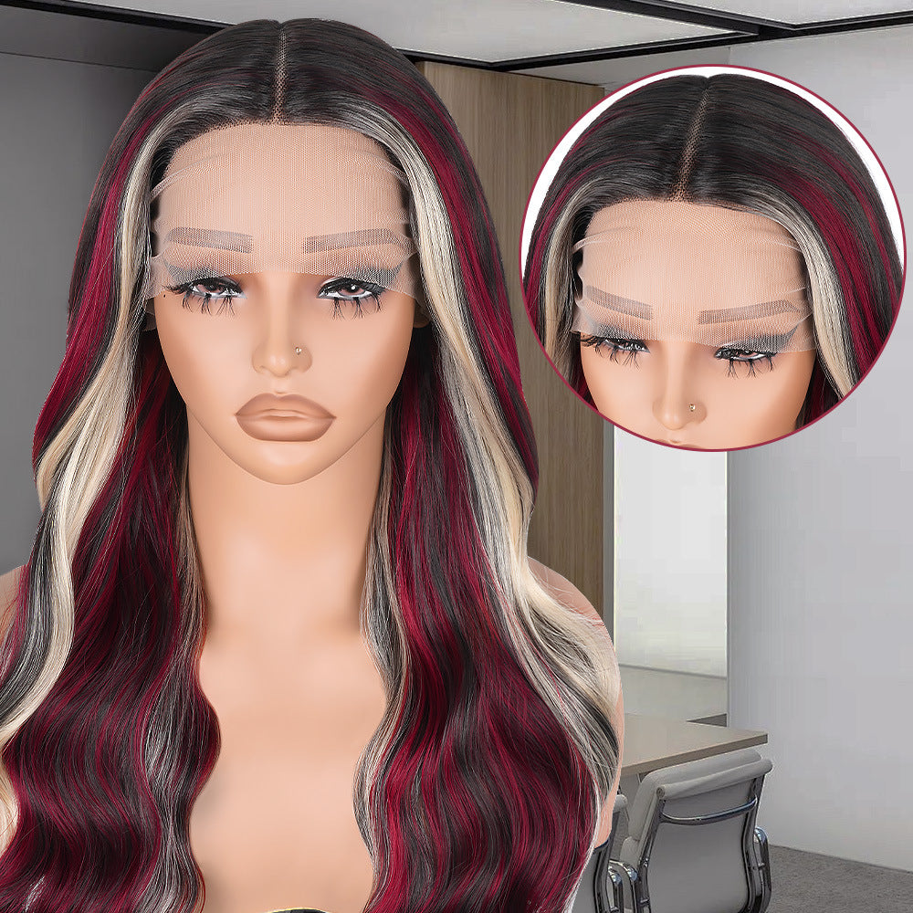 Red Black Highlight Wig 13X4 Synthetic Lace Front Wigs - 图片 14
