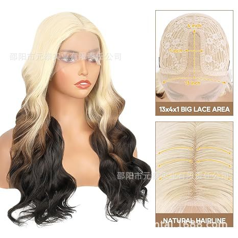 Hot Sale 13*4*1 Long Mix Blonde Synthetic Wavy Wigs Wig - 图片 5