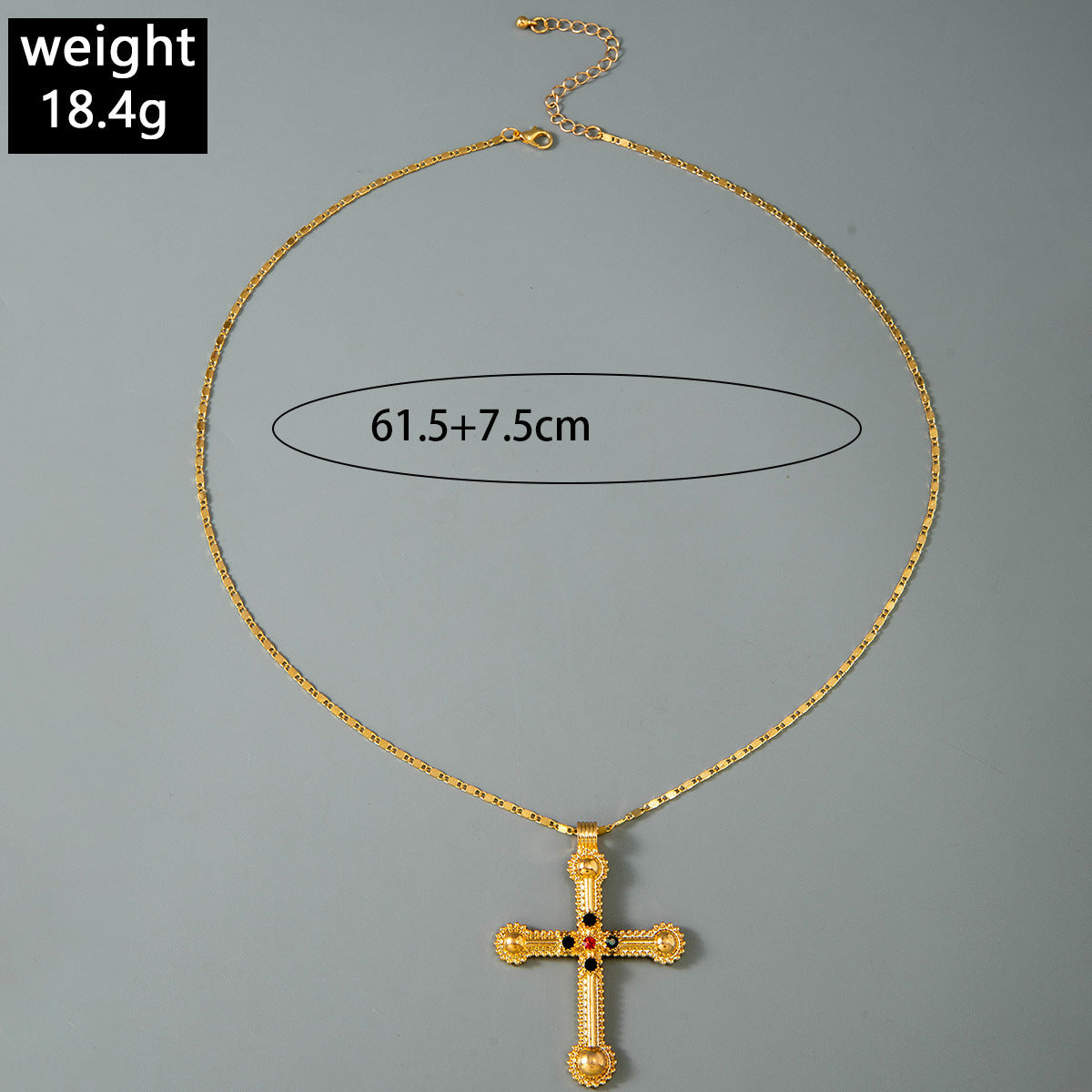 European and American Retro Hollow Diamond Cross Pendant Necklace Gothic Style Black Layered Wear Y Type Necklace - 图片 62