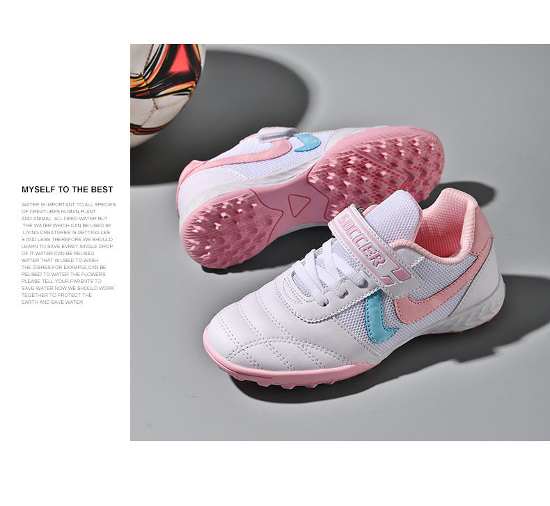 New football shoes for men and women with Velcro for children TF Broken Nail Style Youth Student Grassland Flat Training Shoes - 图片 32