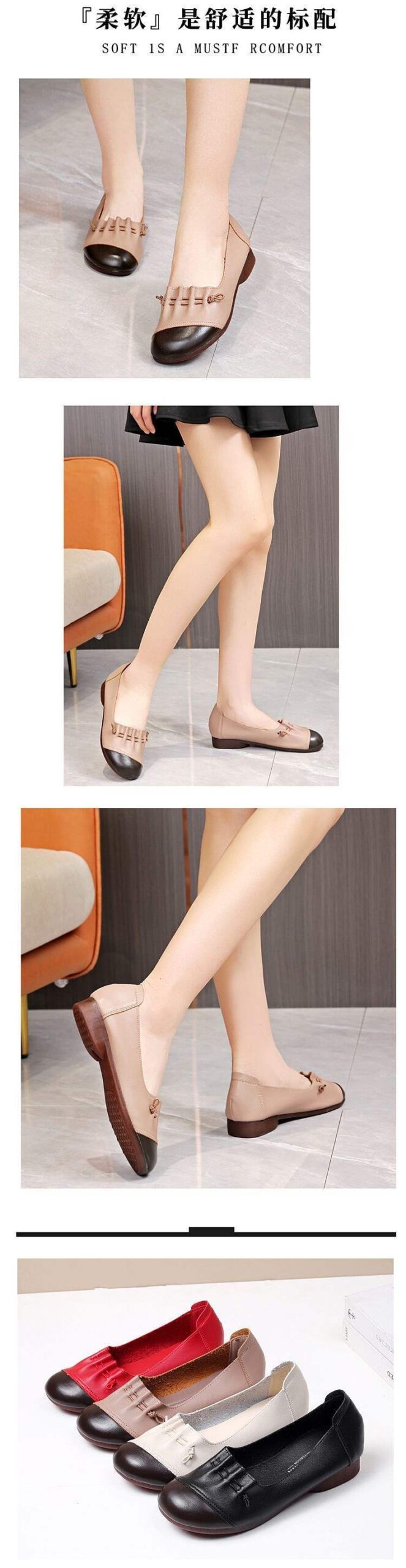 Soft Bottom2025New Spring and Summer Women's Casual Leather Shoes Flat Bottom Middle-aged and Elderly ladieswear Shoes Non-slip Women's Shoes - 图片 16