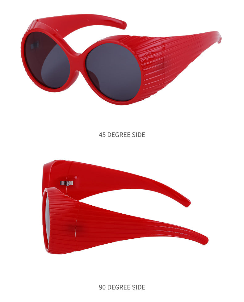 Fashion Catwalk Style Round Frame Sunglasses for Women Trendy High-end European and American Style Internet Celebrity Large Frame Sunglasses for Women Stage Performance - 图片 22