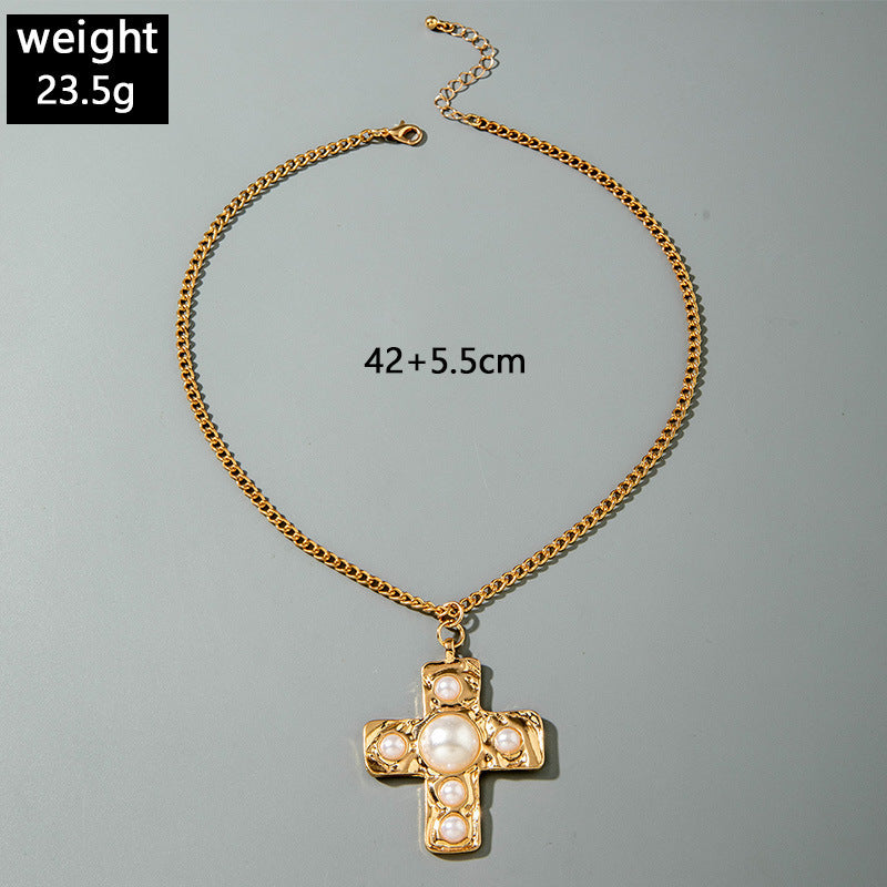 European and American Retro Hollow Diamond Cross Pendant Necklace Gothic Style Black Layered Wear Y Type Necklace - 图片 77