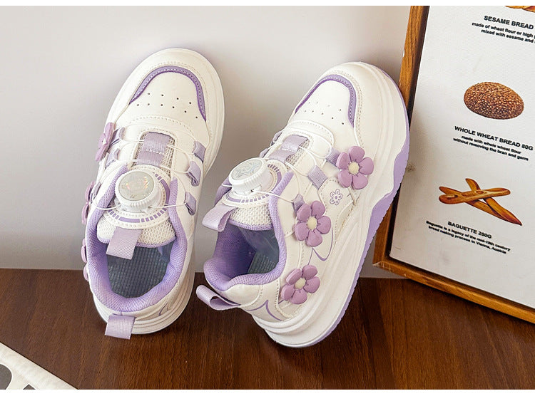 Children's Sports Shoes Spring and Autumn2025New Student Knob Girls' White Sneakers Versatile Casual Girls' Running Shoes - 图片 30