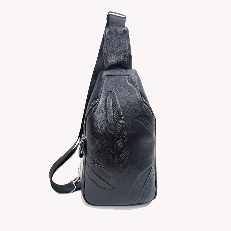 Anti-theft Bag Men's Genuine Leather Chest Bag High-end Security Password Lock Travel Outdoor Crossbody Small Backpack Men's Shoulder Bag - 图片 4