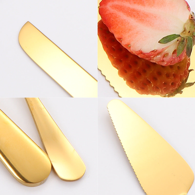 Stainless Steel Cake Knife and Spatula Set for Home Use gold Bread Knife and Spatula Restaurant Pizza Dessert Spatula Baking Utensils - 图片 3