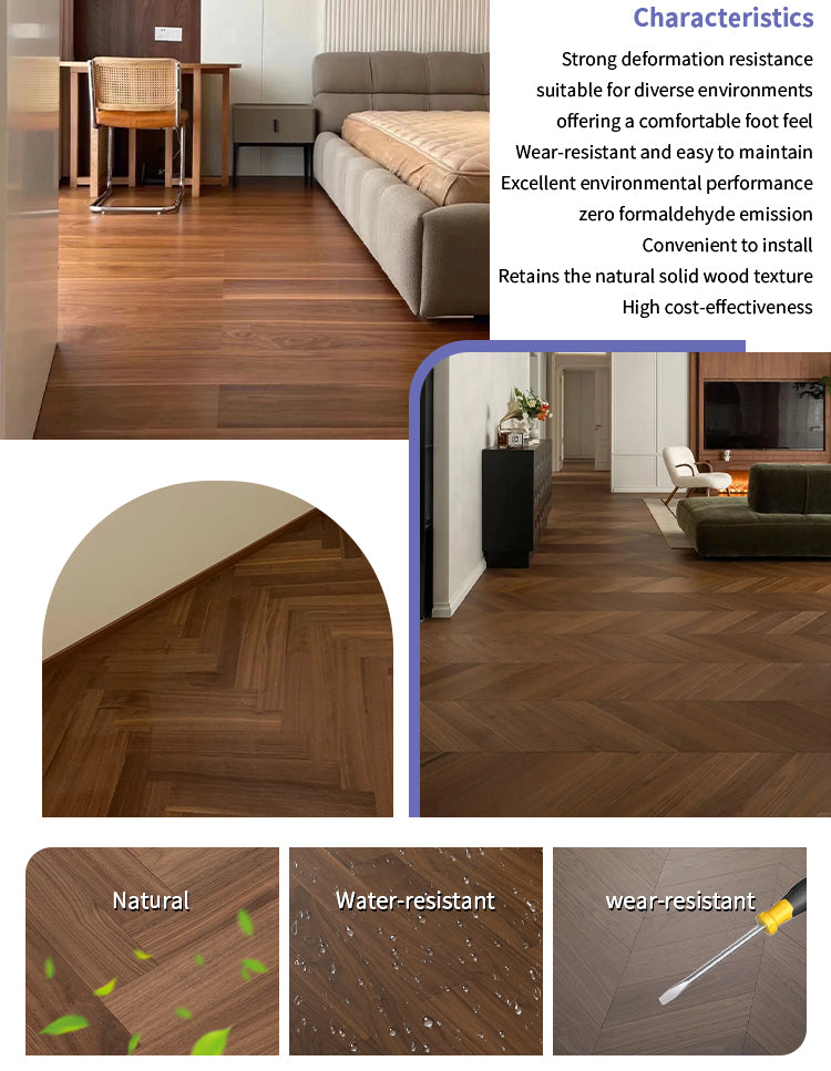 15mm Luxury Engineered Walnut Wood Flooring | 50 Colors Custom Size Options Waterproof Anti-Slip Outdoor Use Strong Three-Layer - 图片 13