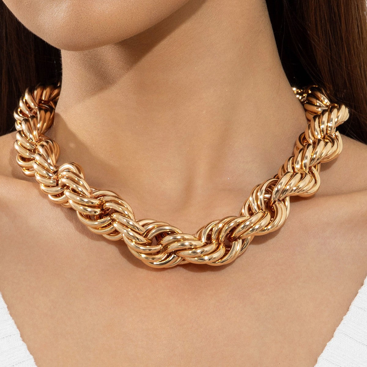 European and American Ornament Fashion Hip-Hop Short Thick Chain Geometric Necklace Metal Exaggerated Necklace - 图片 15