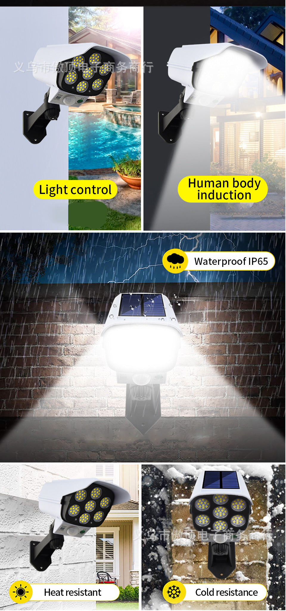 Solar Simulation Surveillance Light Outdoor Lighting LED Human Body Sensor Anti-Theft Light Garden Light Street Light - 图片 27