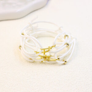 Colorful Cord Gold Bead Bracelet for Women Friendship Gift Simple Stretchable Velvet Cord Set Cross Braided Bracelet