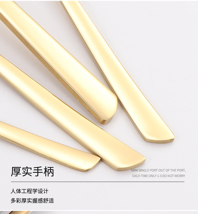 410Stainless Steel Tableware Restaurant Steak Knife Fork Oblique Handle Western Food Knife Fork Spoon6Human Portion24Set - 图片 19