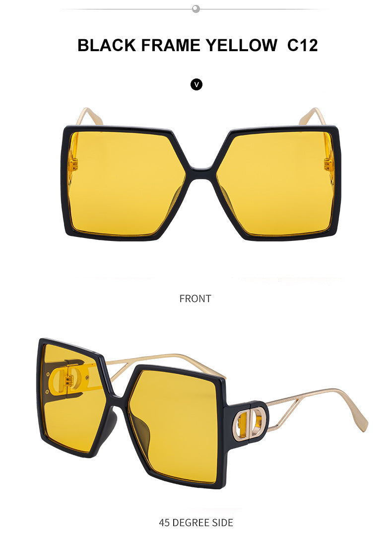 Fashion Large Frame Sunglasses for Women ins Internet Celebrity Style Square Frame Sunglasses for Women Trendy Street Photography Glasses sunglasses - 图片 35