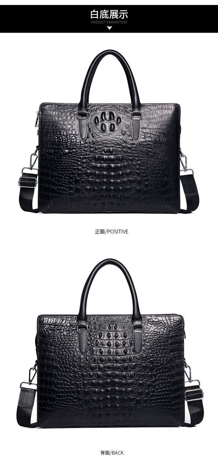 Fingerprint Unlock Bag Genuine Leather Business Commuting Large Capacity Men's Cowhide High-end Handheld Briefcase Anti-theft - 图片 18