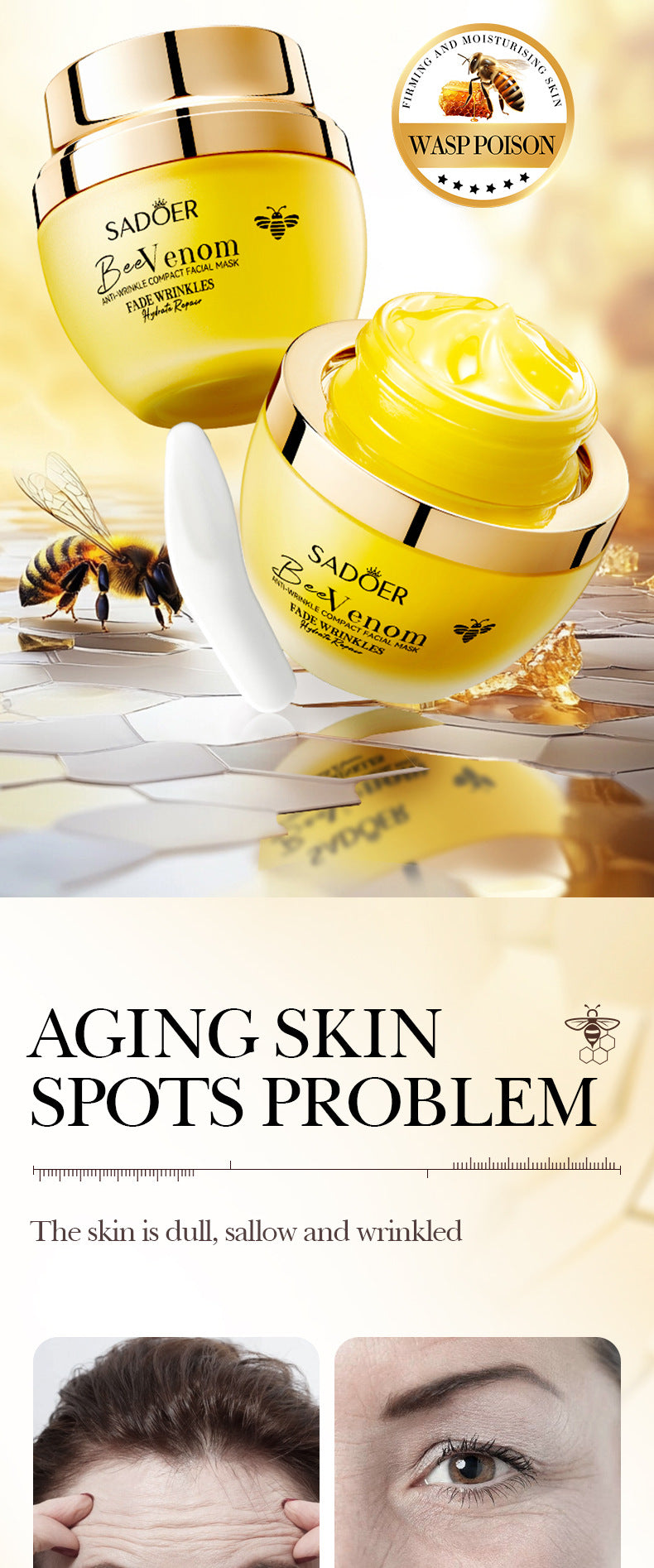 Bee Venom Firming Mask SADOER Anti-wrinkle moisturizing cream cross-border foreign trade wholesale - 图片 8